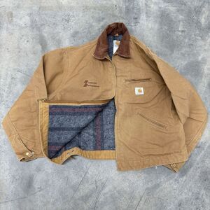Vintage Carhartt Detroit Jacket Mens 50 Reg Blanket Lined Brown USA J01 BRN XXL